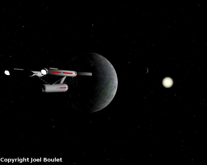 The USS Enterprise arriving at a planet