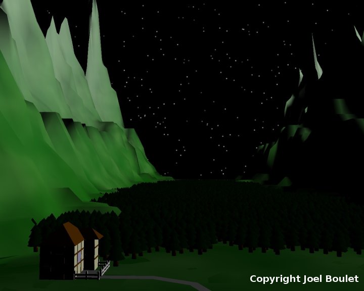 A valley with a small house