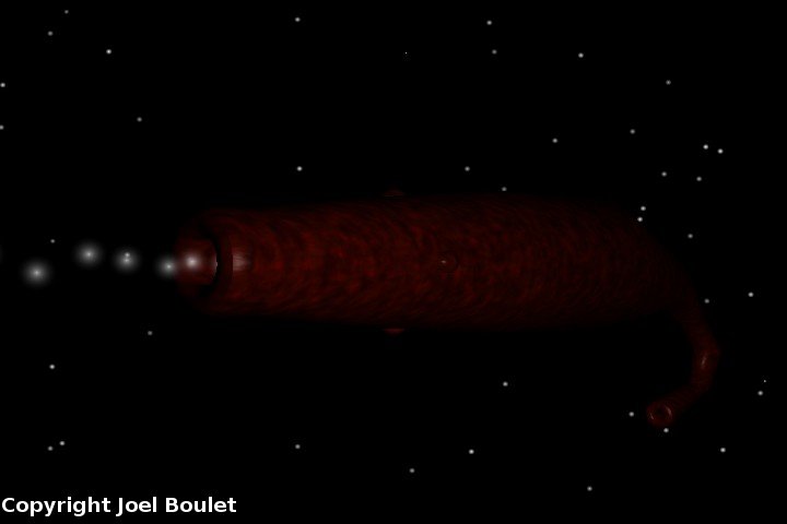an elongated, red creature