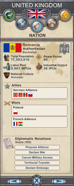 Romania in 1939, playing as United Kingdom